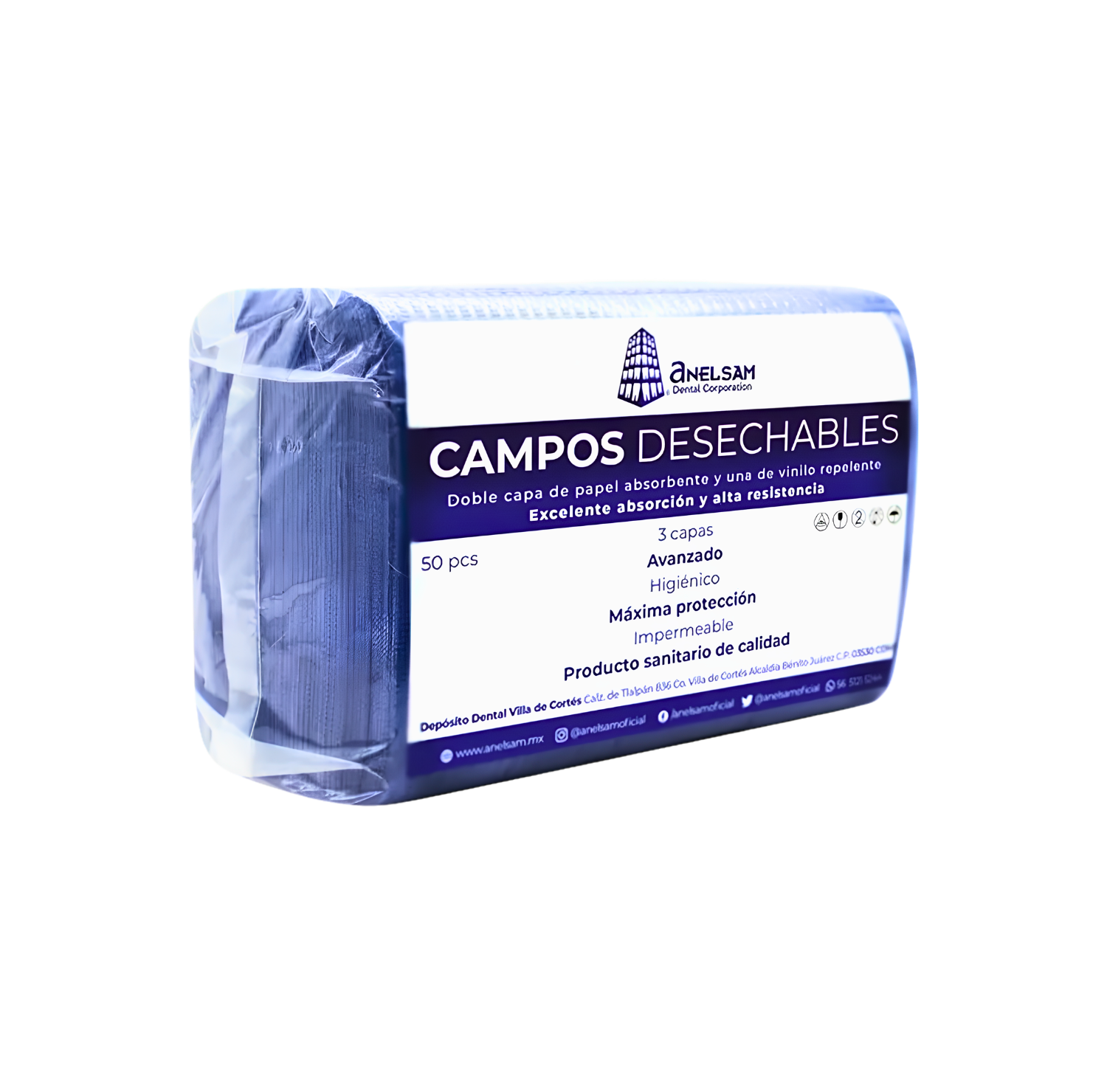 Campo Desechable Anelsam Azul Marino C/50 Piezas