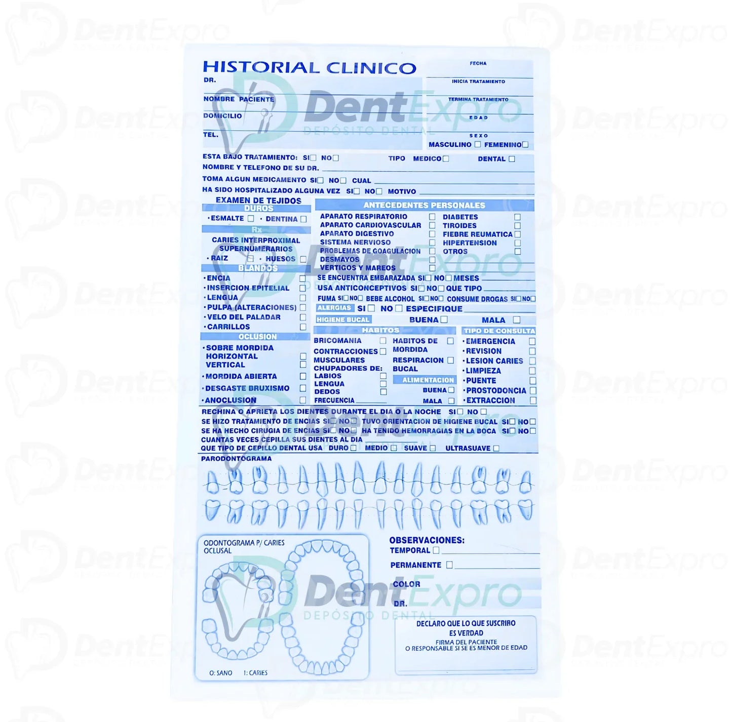 Historia Clínica Dental C/50 Cenit