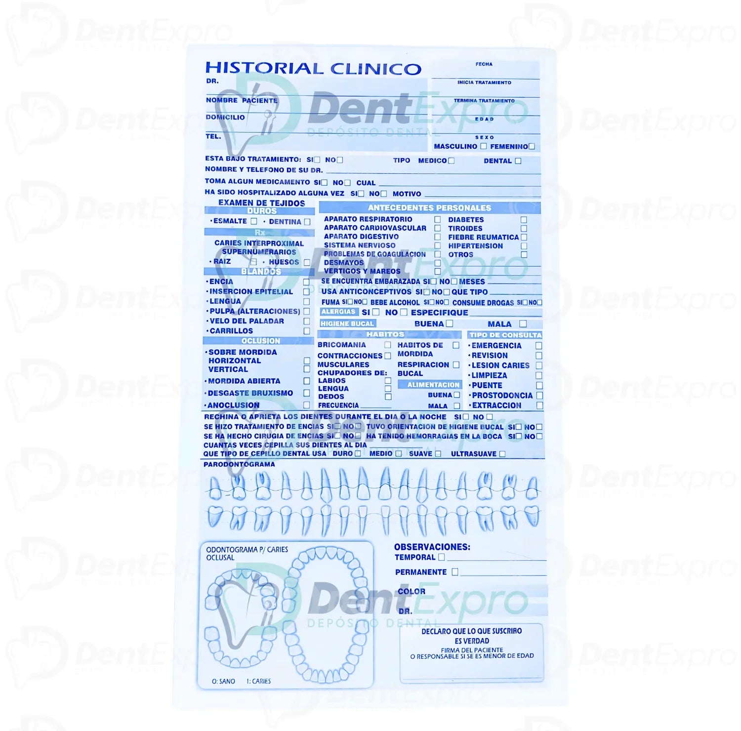 Historia Clínica Dental C/50 Cenit