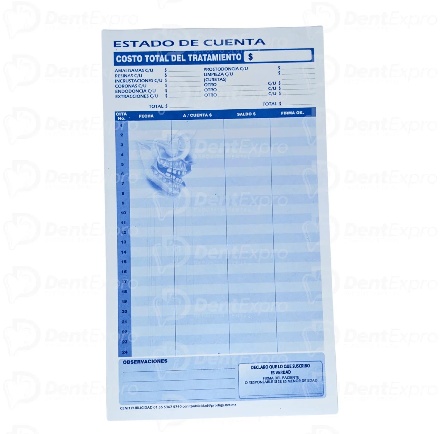 Historia Clínica Dental C/50 Cenit