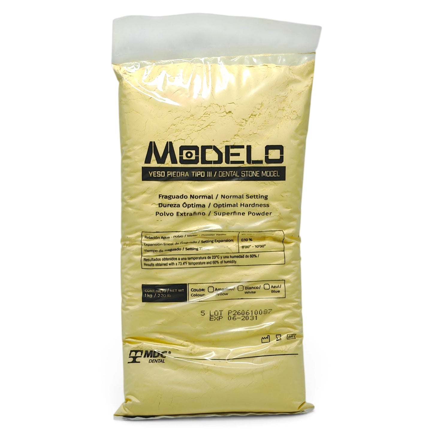 Yeso Piedra Modelo Tipo 3 Bolsa 1 kilo MDC Dental