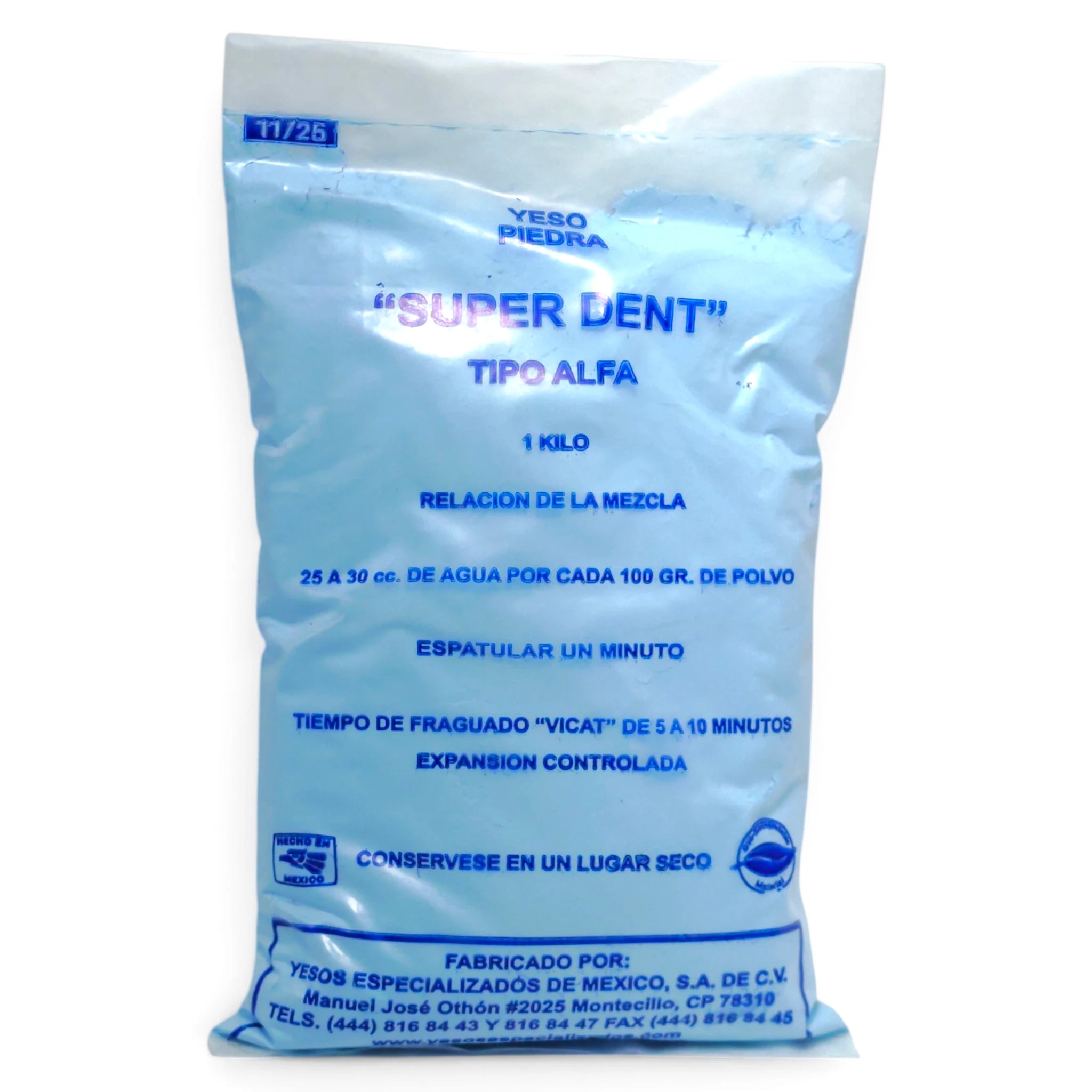 Yeso Piedra San Luis Tipo 3-Alfa Bolsa 1 Kilo Azul