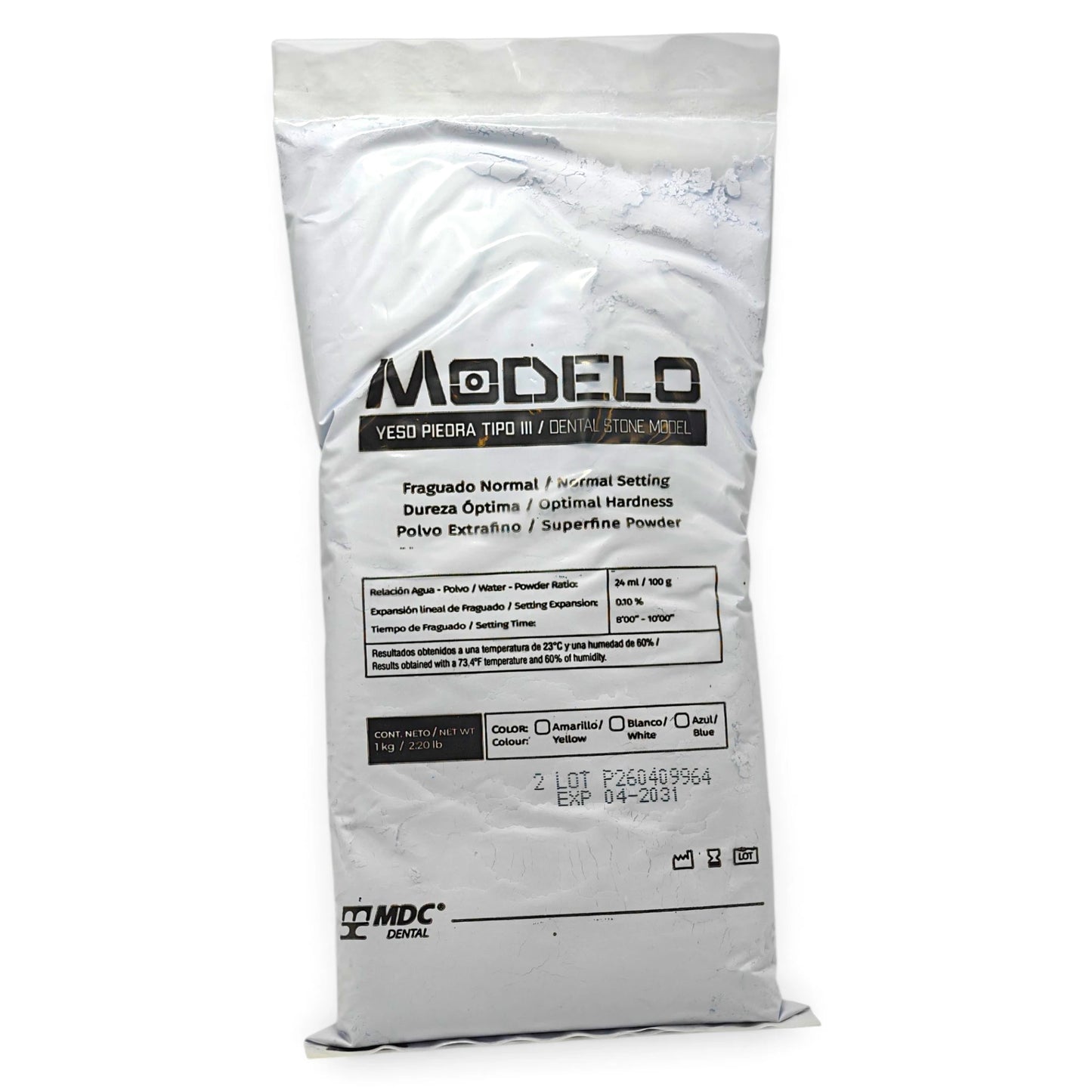 Yeso Piedra Modelo Tipo 3 Bolsa 1 kilo MDC Dental
