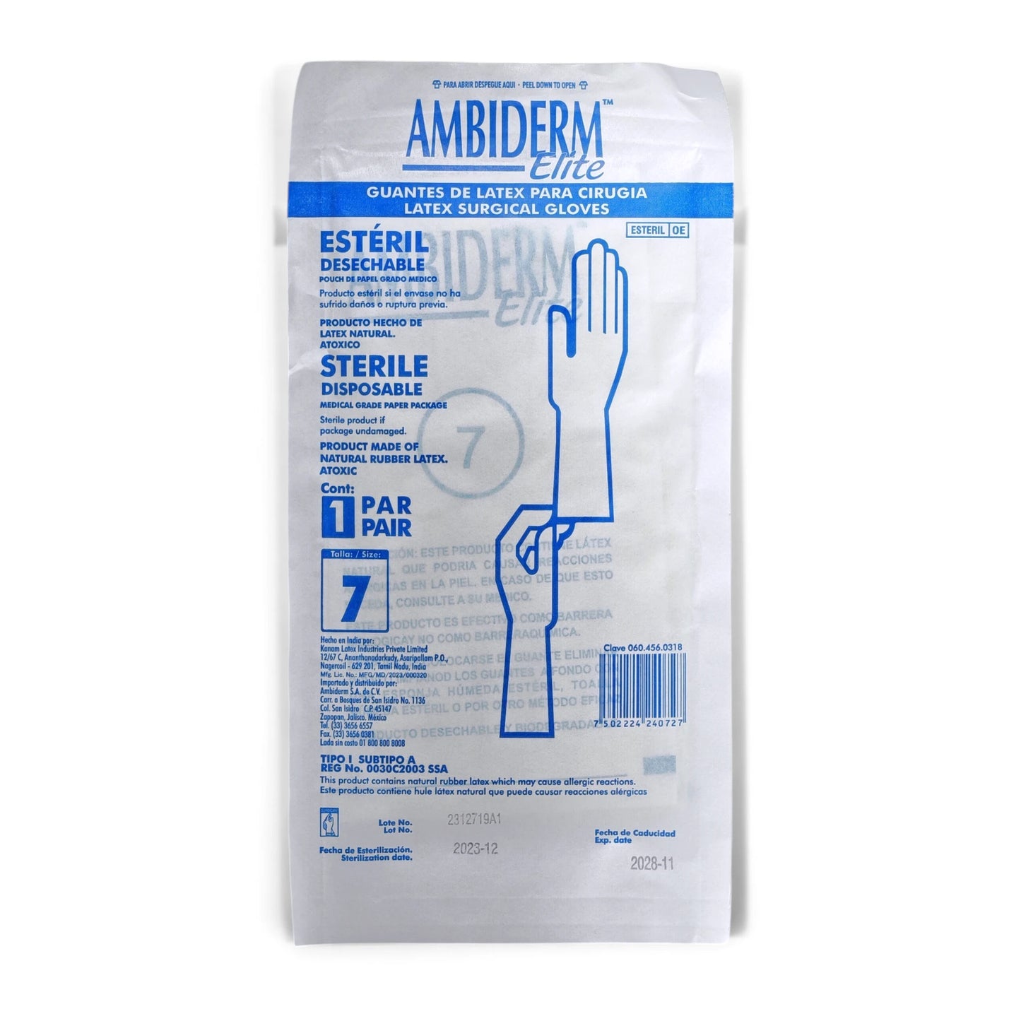 Guante Cartera Ésteril Desechable para Cirugía Ambiderm