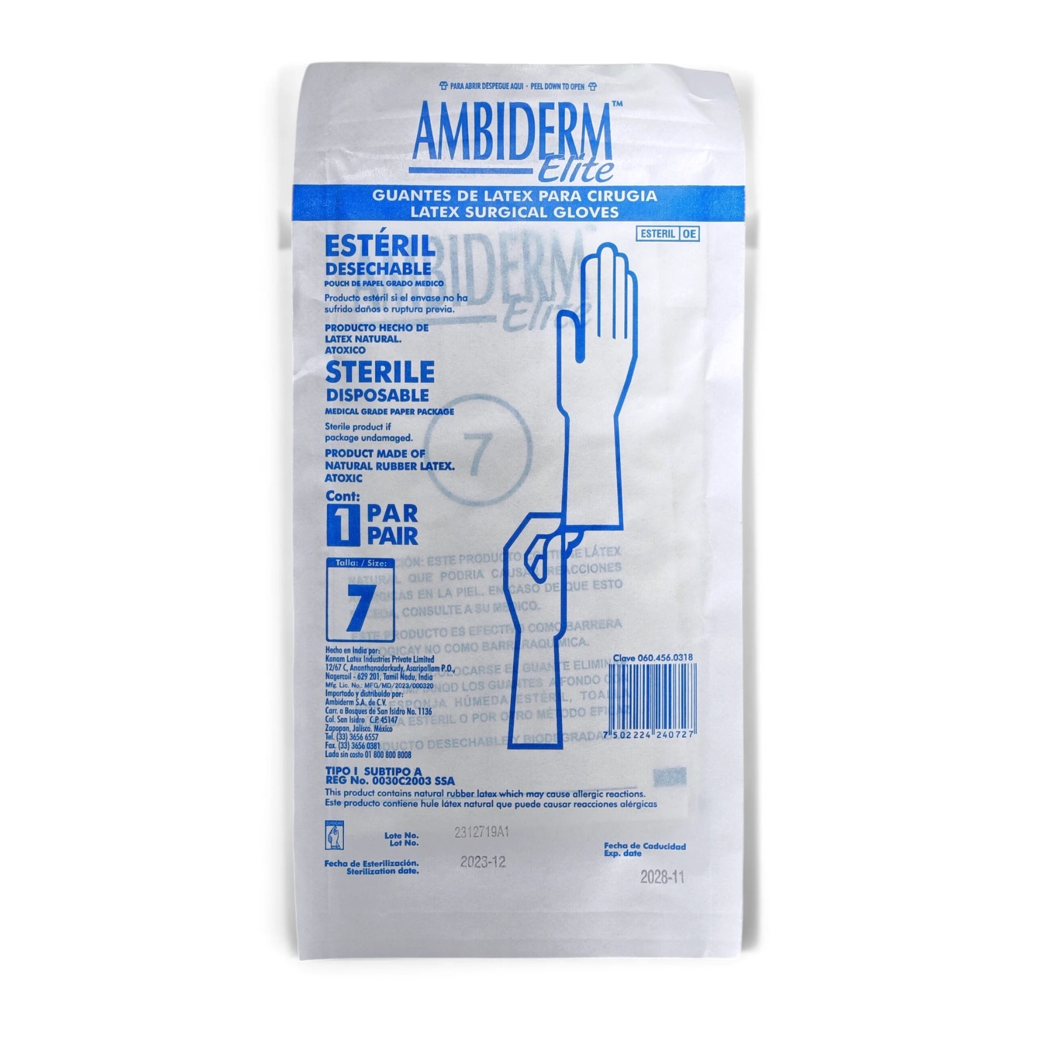 Guante Cartera Ésteril Desechable para Cirugía Ambiderm